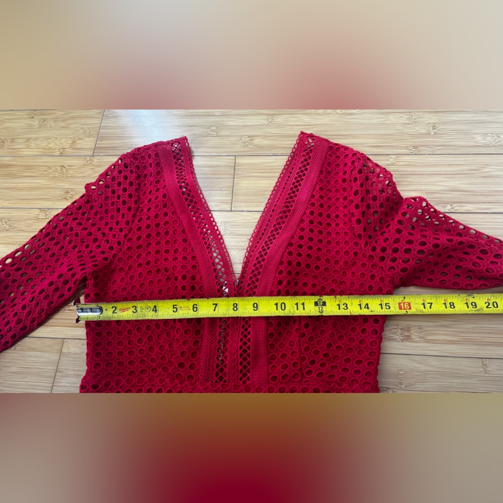 Astr The Label Mesh Body-Con Red Dress women’s size S - Picture 10 of 11